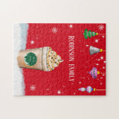 Kerstmis Latte Met Vintage Ornament Naam Legpuzzel (Horizontaal)