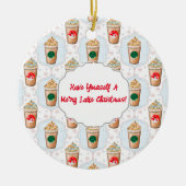 Kerstmis Latte Ogee Sneeuwvlokpatroon Keramisch Ornament (Voorkant)