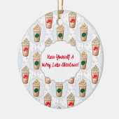 Kerstmis Latte Ogee Sneeuwvlokpatroon Keramisch Ornament (Links)