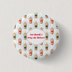 Kerstmis Latte Ogee Sneeuwvlokpatroon  Ronde Button 3,2 Cm