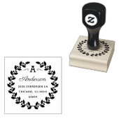 Kerstmis Laurier Elegant Monogram Retouradres Rubberstempel (Gestempeld)
