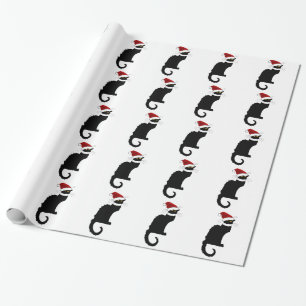 Kerstmis Le Chat Noir met Santa Hat Cadeaupapier