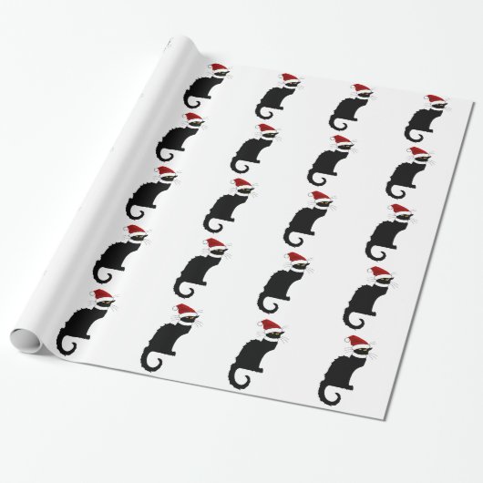 Kerstmis Le Chat Noir met Santa Hat Cadeaupapier (Uitgerold)