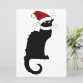 Kerstmis Le Chat Noir met Santa Hat Kaart (Staand voorkant)