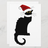Kerstmis Le Chat Noir met Santa Hat Kaart (Voorkant / Achterkant)