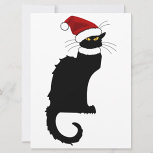 Kerstmis Le Chat Noir met Santa Hat Kaart