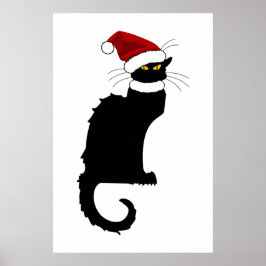 Kerstmis Le Chat Noir met Santa Hat Poster