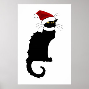 Kerstmis Le Chat Noir met Santa Hat Poster
