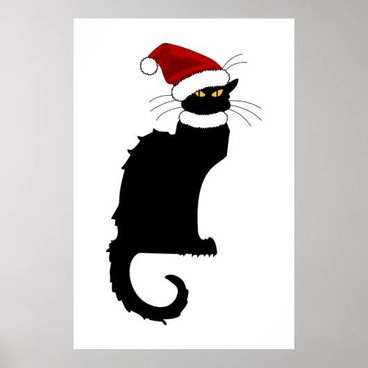 Kerstmis Le Chat Noir met Santa Hat Poster (Voorkant)