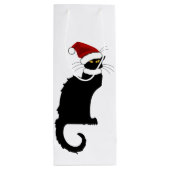 Kerstmis Le Chat Noir met Santa Hat Wijn Cadeautas (Achterkant)