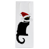 Kerstmis Le Chat Noir met Santa Hat Wijn Cadeautas (Voorkant)
