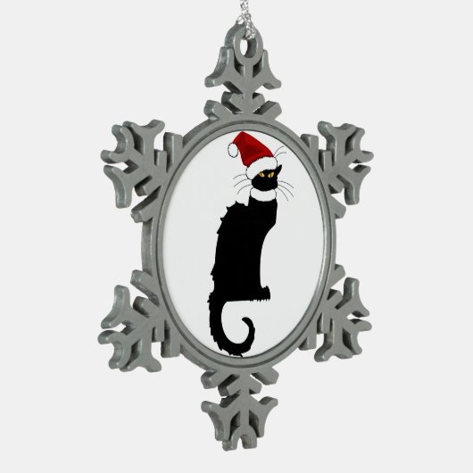 Kerstmis Le Chat Noir Tin Sneeuwvlok Ornament (Links)