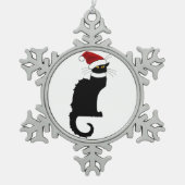 Kerstmis Le Chat Noir Tin Sneeuwvlok Ornament (Voorkant)