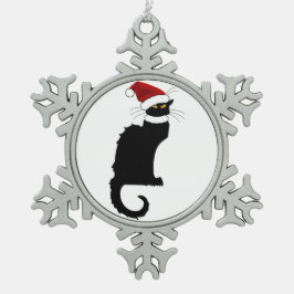 Kerstmis Le Chat Noir Tin Sneeuwvlok Ornament