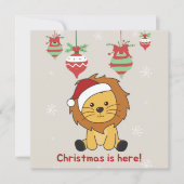 Kerstmis Leeuw Sneeuw Winter Dieren Leeuwen Uitnod Kaart (Voorkant)