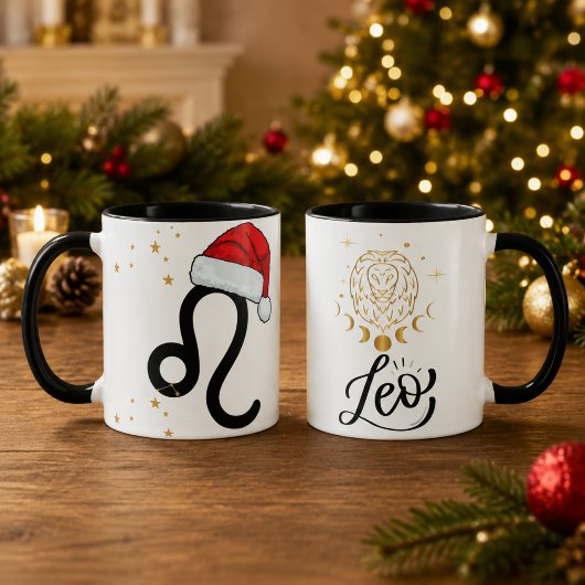 Kerstmis Leeuw Zodiac Kerstman Hoed Mok