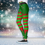 Kerstmis Leggings<br><div class="desc">Festive elf shorts met heilige, groene en rode strepen leggings.</div>