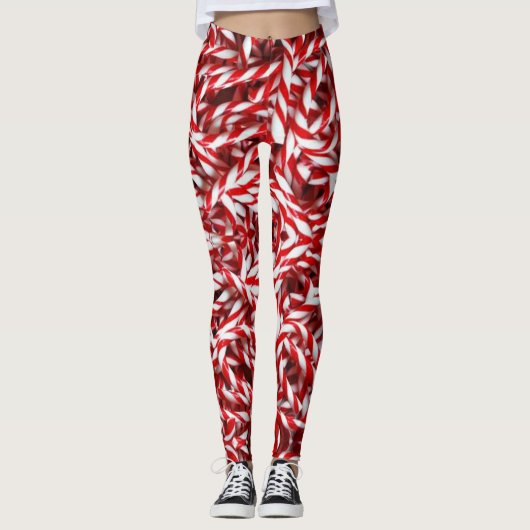 Kerstmis Leggings, Candy Cane Leggings (Voorkant)
