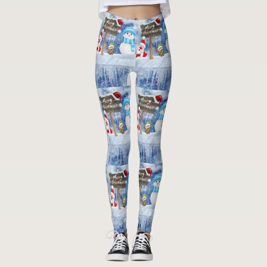 Kerstmis Leggings, Snowman Leggings (Voorkant)