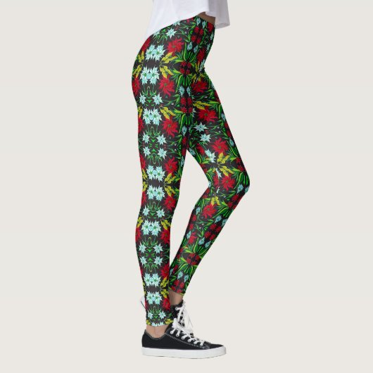 Kerstmis Leggings van Poinsettia Vrouwenkreet (Rechts)