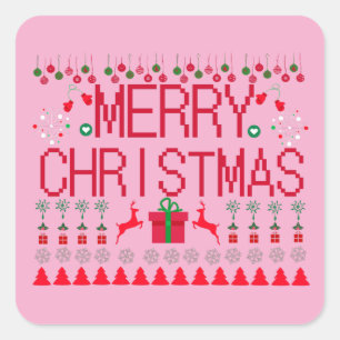 Kerstmis lelijk trui breipatroon vierkante sticker