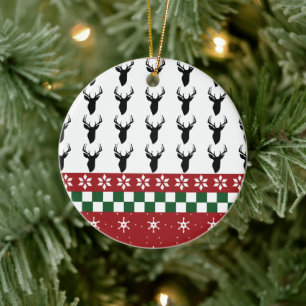 Kerstmis lelijk trui patroon Sneeuwvlok Herten Keramisch Ornament