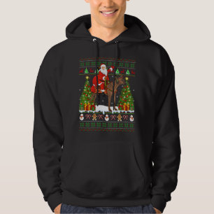 Kerstmis Lelijke Santa Riding Rhodesian Ridgeback Hoodie