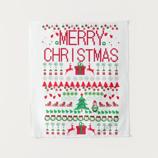 Kerstmis "Lelijke trui" ontwerp Wandkleed (Voorkant)