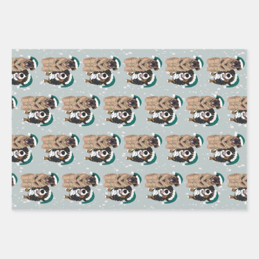 Kerstmis Leonberger en Bernese Mountain Dog Inpakpapier Vel (Voorkant)