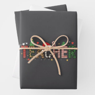 Kerstmis leraar alfabet leraren cadeau student  inpakpapier vel