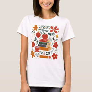 Kerstmis Leraar Boeken Appel Gemberkoek Koffie T-shirt