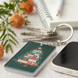 Kerstmis Leraar Boeken Boom Kerstmis Lezen Vakanti Sleutelhanger