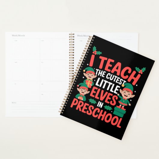 Kerstmis Leraar Ik Leer Cute Dwergen Preschool Planner (Display)
