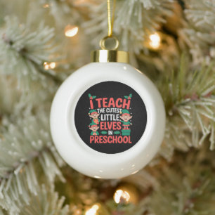 Kerstmis Leraar Ik Leer Cute Elfen Preschool  Keramische Bal Ornament