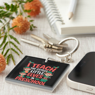 Kerstmis Leraar Ik Leer Cute Elfen Preschool  Sleutelhanger