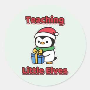 Kerstmis Leraar Kleine Elfen Lesgeven Ronde Sticker