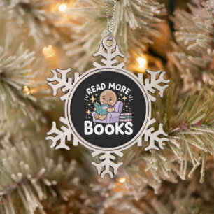 Kerstmis Leraar Lees Meer Boeken Grappig Tin Sneeuwvlok Ornament