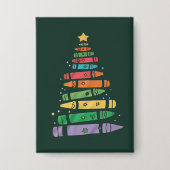Kerstmis Leraar Potlood Boom Mooie Kerstlichten Button (Voorkant)
