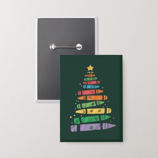 Kerstmis Leraar Potlood Boom Mooie Kerstlichten Button (Voorkant / Achterkant)