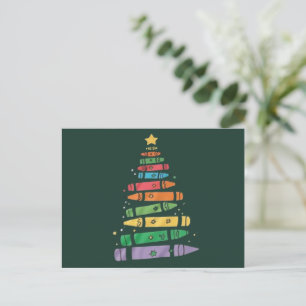 Kerstmis Leraar Potlood Boom Mooie Kerstlichten  Feestdagenkaart