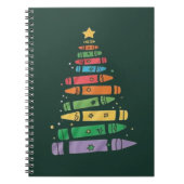 Kerstmis Leraar Potlood Boom Mooie Kerstlichten Notitieboek (Voorkant)