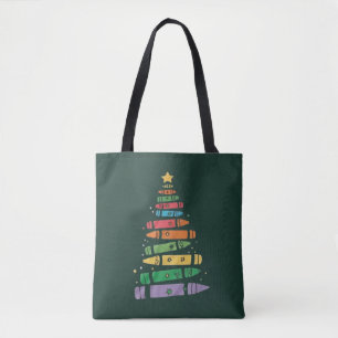 Kerstmis Leraar Potlood Boom Mooie Kerstlichtjes  Tote Bag