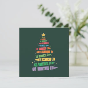 Kerstmis Leraar Potlood Boom Schattig Xmas Lichtje Feestdagenkaart