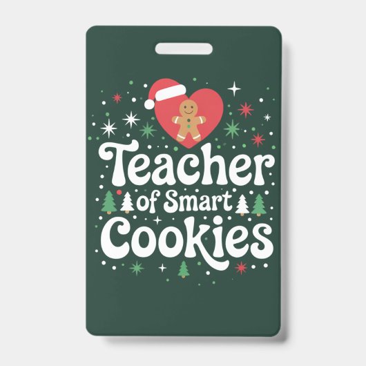 Kerstmis Leraar Van Slimme Koekjes Badge (Voorzijde)