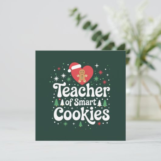 Kerstmis Leraar Van Slimme Koekjes Kaart (Staand voorkant)