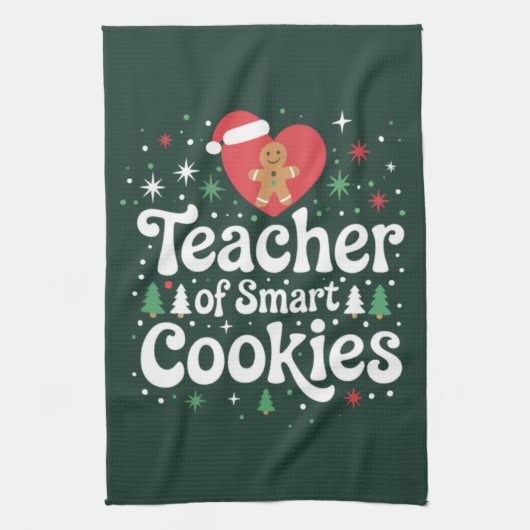 Kerstmis Leraar Van Slimme Koekjes Theedoek (Verticaal)