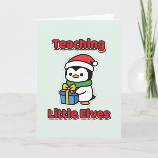 Kerstmis leraar voor kleine elfen kaart