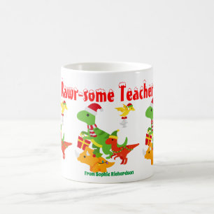 Kerstmis Leraar Waardering Kinderen Dinosaurus Koffiemok