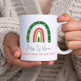 Kerstmis Leraren Regenboog Nice List Koffiemok