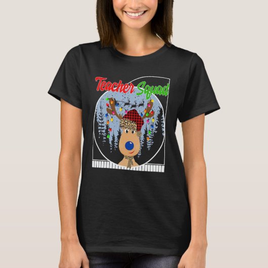 Kerstmis Lerarenteam Rendier Kerstman Hoed Leraar T-shirt (Voorkant)